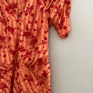 ASOS DESIGN Button through Maxi Tea Dress with ruched sleeves - floral